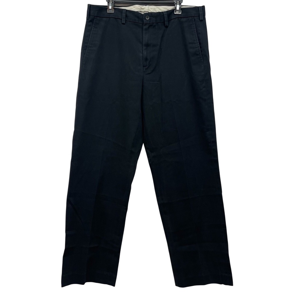 Vintage 90s Eddie Bauer Mens 36x34‎ Navy Blue Flat Front Cotton Chino Pants